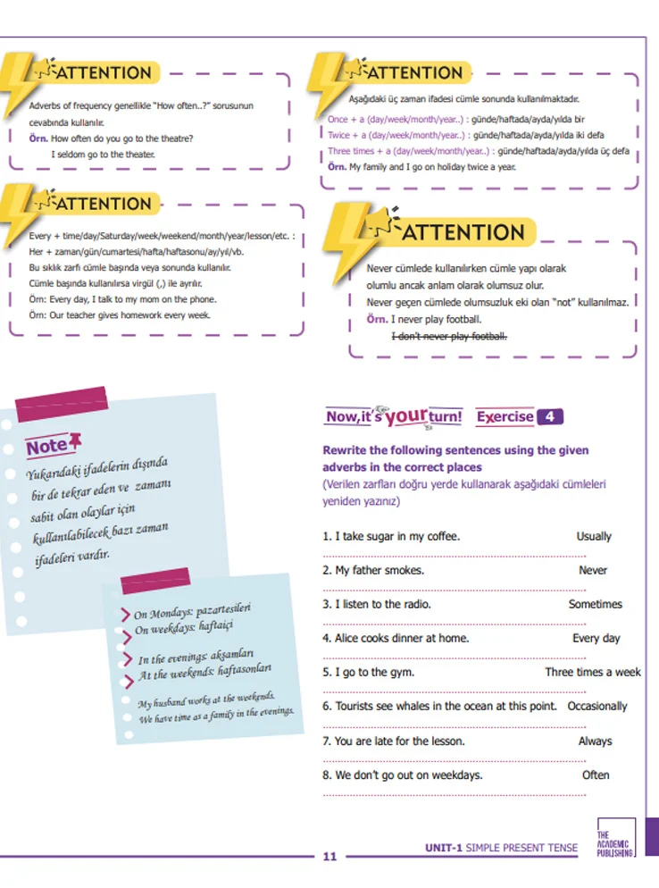 Yetişkin Dil Öğrenimine Özel A1 A2 Başlangıç Seviye İngilizce Gramer Kitabı